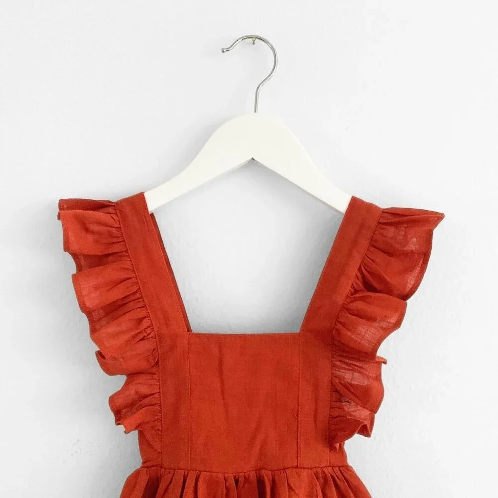 NWT Pretty Girls Linen Dress Bohemian Princess Spring & Summer Terra Cotta 2T